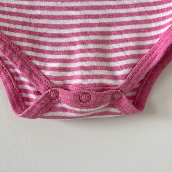 Little English Bubble girls pink white stripe ruffle cap sleeve 18 months - Picture 4 of 4